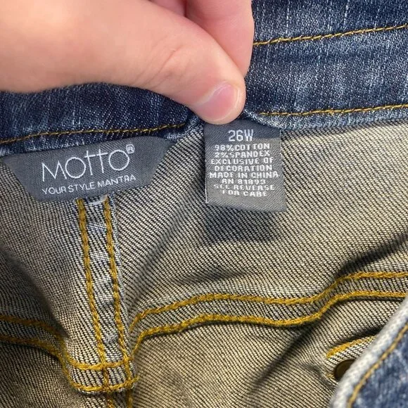 Motto Jeans Womens Size 26W Blue Denim Cotton Blend Five Pockets Casual - Picture 10 of 10